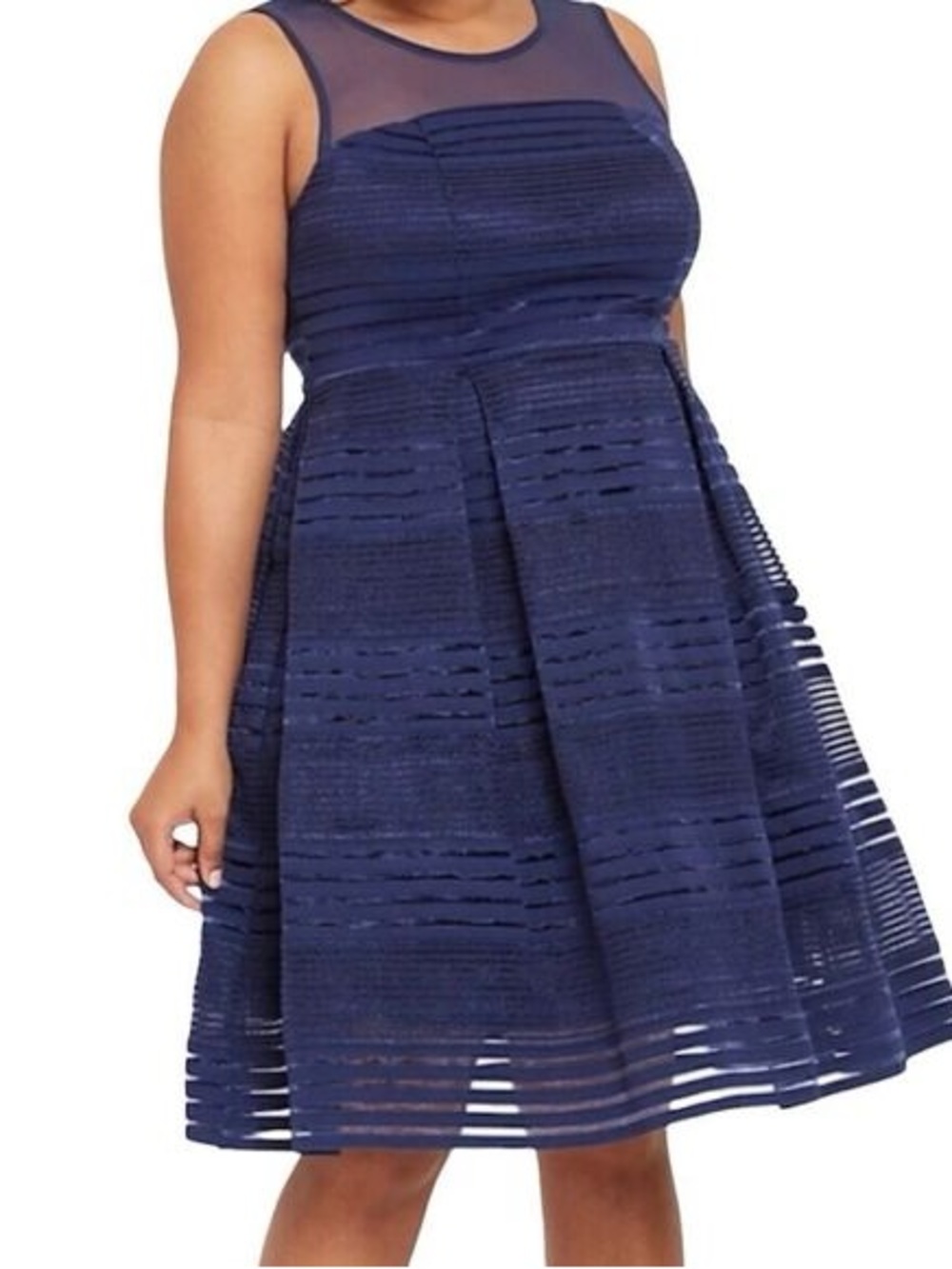 Torrid Women’s Navy Blue Mesh Fit-and-Flare Dress